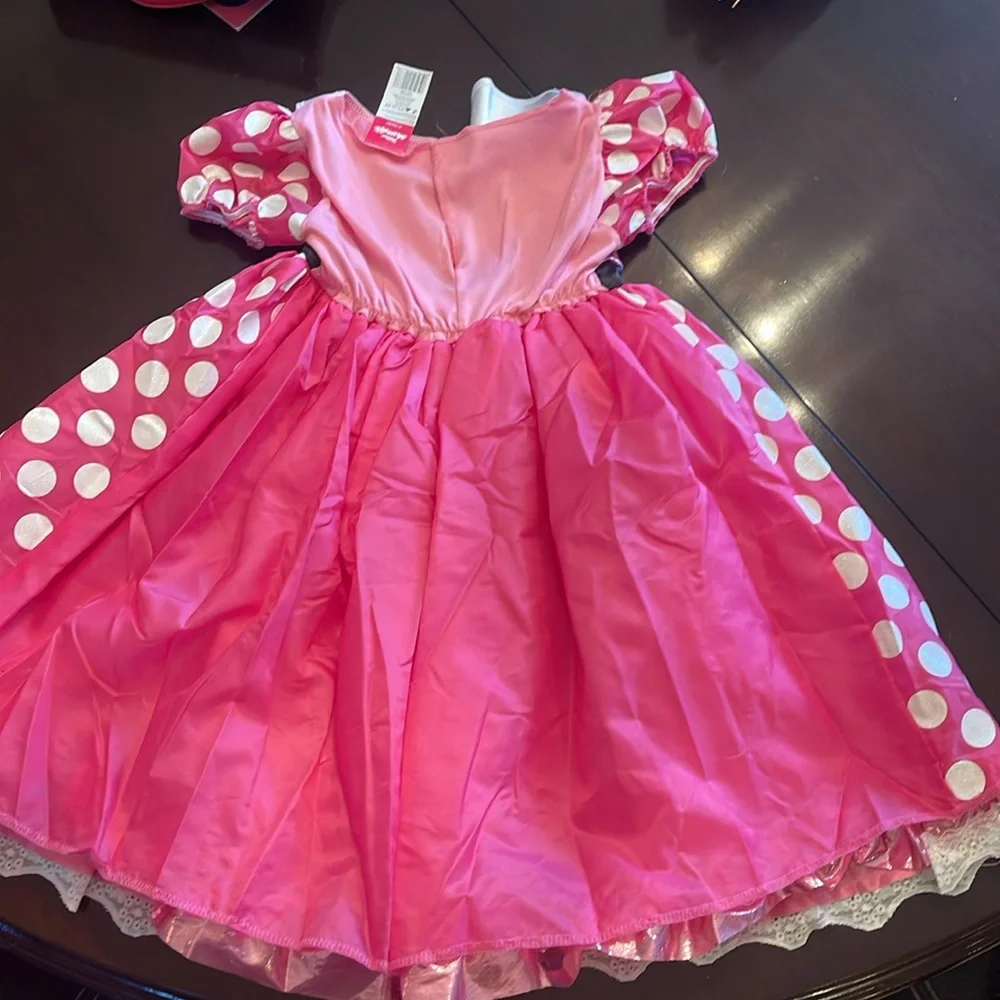 Disney Jr. Minnie mouse Pink Polka Dot Dress costume with Bow 4 - 6x